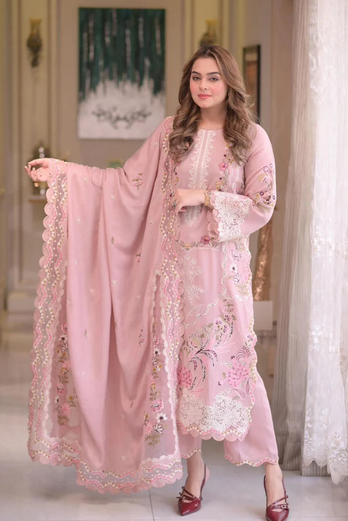ANEELAS LAWN HEAVY EMBROIDED PINK