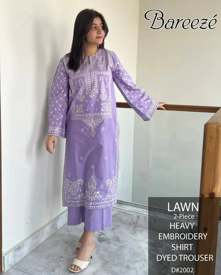 LAWN 2PC HEAVY EMBROIDED -LILAC PL