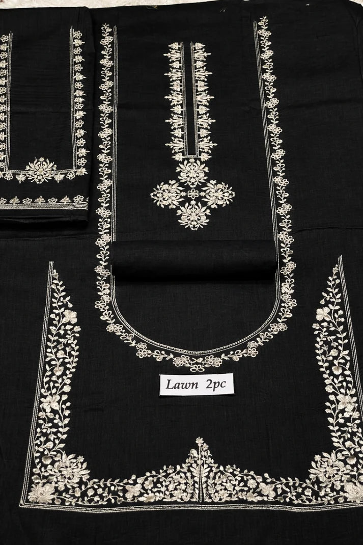 LAWN EMBROIDERY 2PC -BLACK