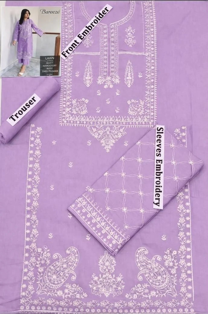 LAWN 2PC HEAVY EMBROIDED -LILAC PL